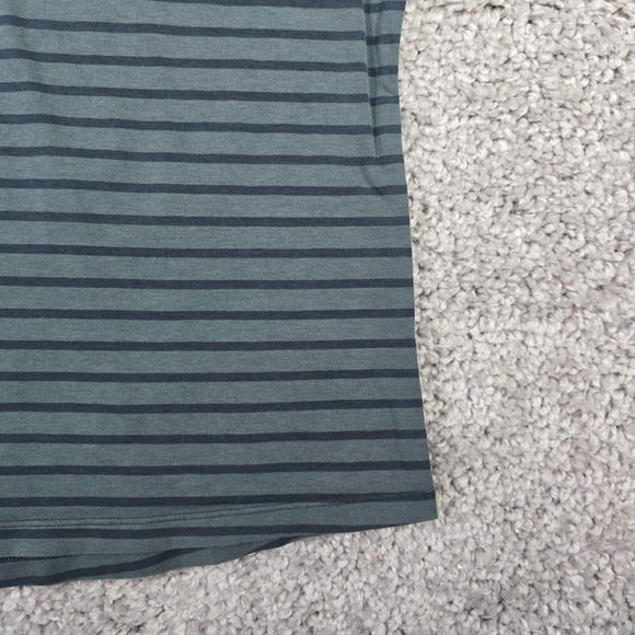 Lululemon Shirt Mens Small Green Striped Short Sleeve Pullover Stretch Active - Picture 2 of 8